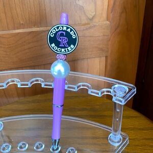 Hand Crafted- MLB Colorado Rockies Beaded Purple Pen